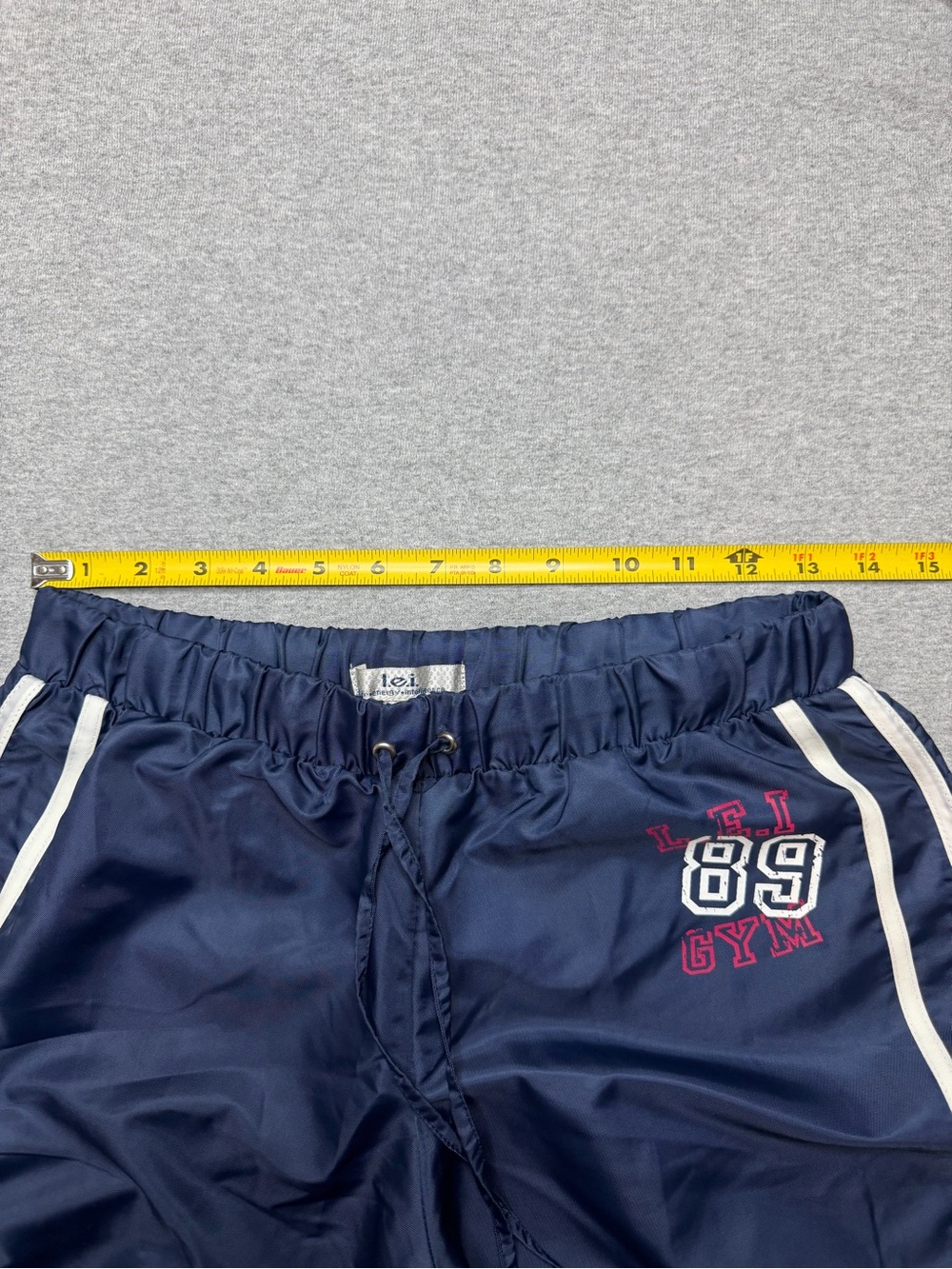 Y2K L.E.I. 89 GYM Navy Track Pants Windbreaker Pants Sz Small - Picture 6 of 8